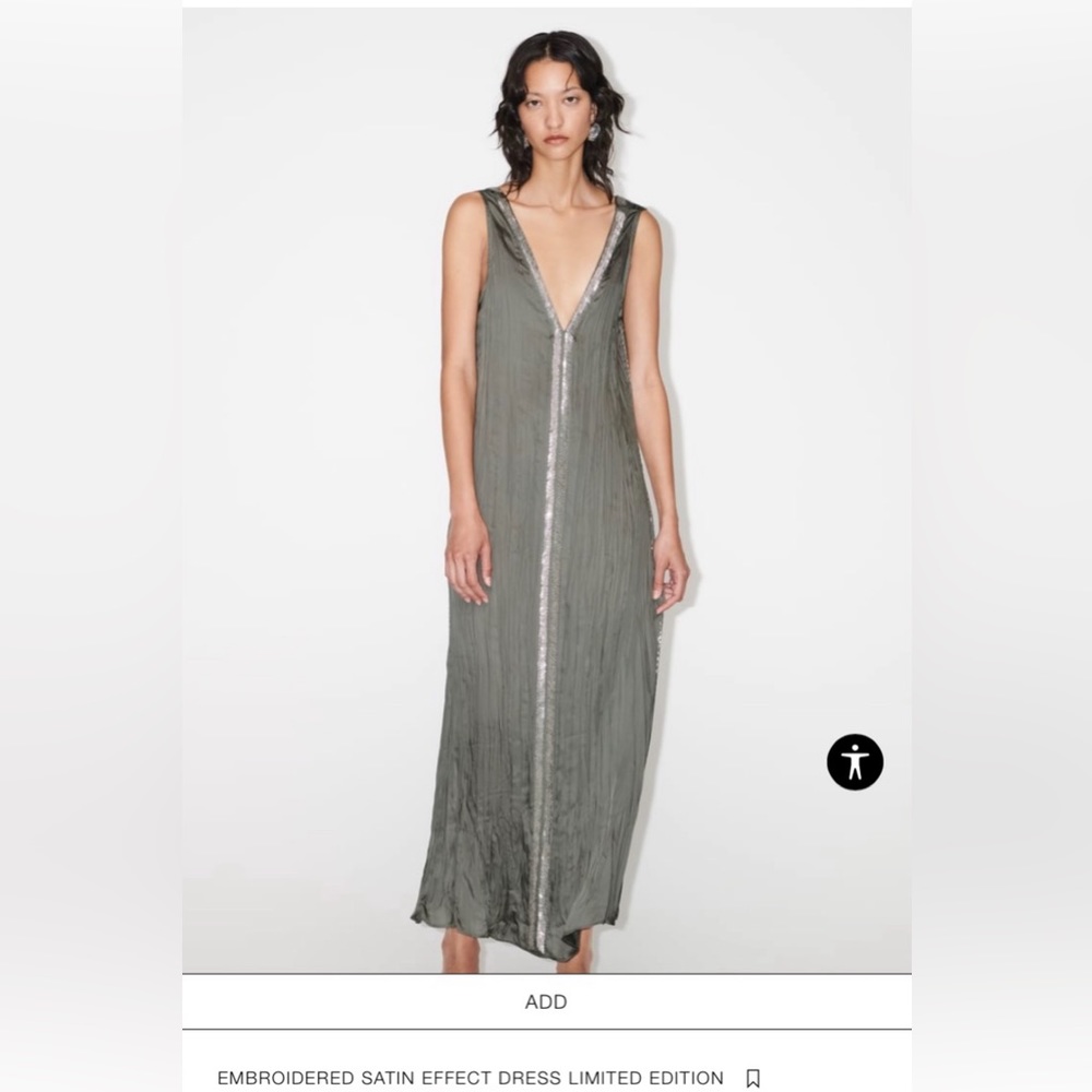 ZARA NWT !!!! EMBROIDERED SATIN EFFECT DRESS LIMITED EDITION